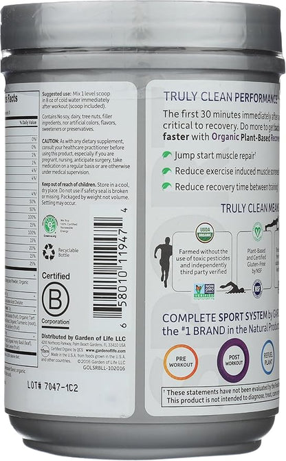 Garden of Life Sport Organic Plant-Based Recovery Powder – Muscle Recovery Supplement for Women & Men with Vitamins and Magnesium, Non-GMO, Gluten-Free, BlackBerry Lemonade Flavor, 30 Servings