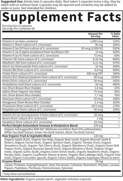 Garden of Life Multivitamin Code Perfect Weight Loss for Women and Men, Healthy Active Metabolism, Stress Management, Ashwagandha, Green Tea and Enzymes, 240 Count