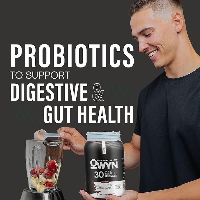 OWYN Only What You Need Pro Elite Chocolate Flavored Protein Powder, 32g Protein, 0g Sugar, 3g Fiber, High Protein, Dairy Free, Gluten Free, Plant Based Protein Powder, 2.9LB