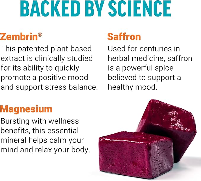 FORCE FACTOR Happy Mood, Mood Support and Mood Balance Supplement to Support Happiness, Positivity, and Stress, Made with Magnesium, Saffron, Zembrin, Non-GMO, Tropical Fruit Flavor, 30 Soft Chews