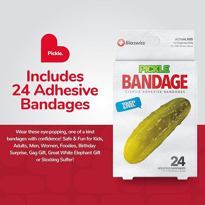 BioSwiss Bandages, Pickle Shaped Self Adhesive Bandage Set, Latex Free, Sterile Wound Care, 24 Count