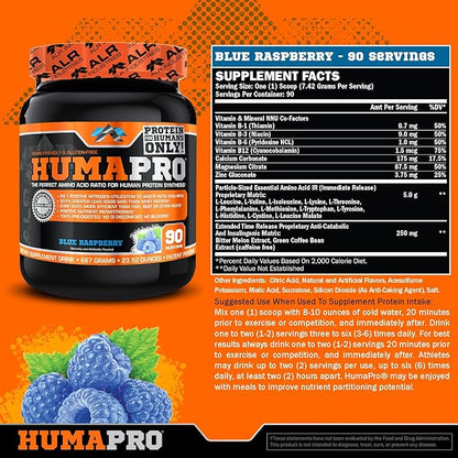 HumaPro Essential Amino Acid Formula | EAA Protein Supplement | Supports Muscle Recovery & Performance | Vegan, Gluten Free | | 90 Servings (Blue Raspberry)
