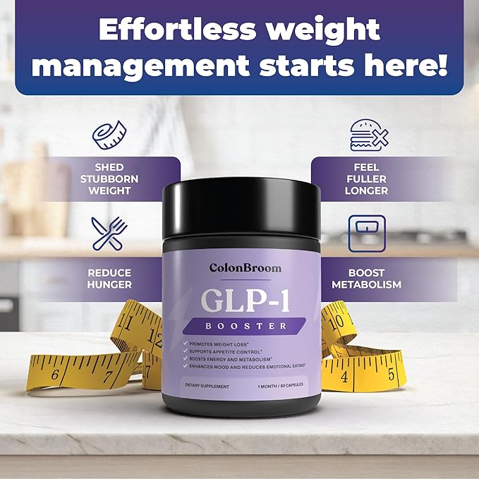 ColonBroom GLP-1 Weight Management Supplement for Women & Men - GLP1 Supports Appetite Control, Energy & Mood Balance - Vegan, Gluten-Free Capsules - 180 Count