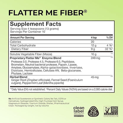 HUM Flatter Me Fiber Supplement for Women & Men, Prebiotics & Digestive Enzymes to Support Weight & Bloating, Digestive & Gut Health, Fiber Powder Drink Mix - 10 Servings (Unflavored)