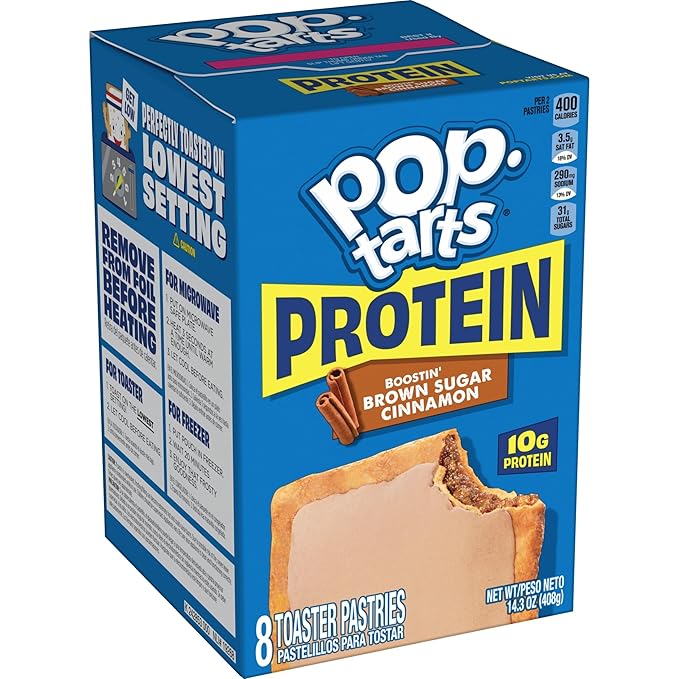 Pop-Tarts Protein Toaster Pastries, 10g Protein, Boostin' Brown Sugar Cinnamon (96 Pop-Tarts)