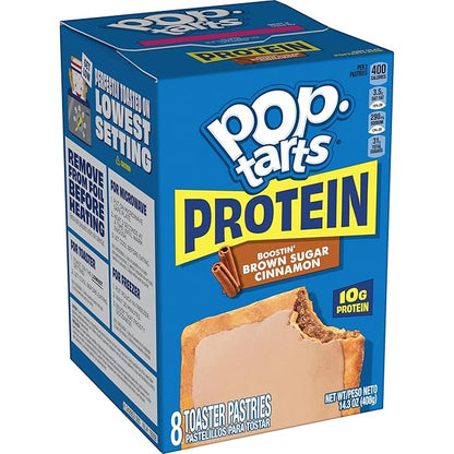 Pop-Tarts Protein Toaster Pastries, 10g Protein, Boostin' Brown Sugar Cinnamon (96 Pop-Tarts)