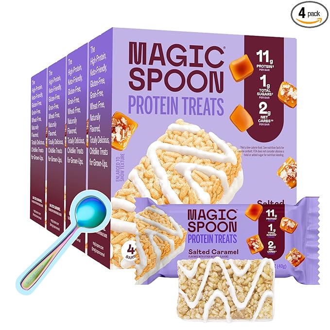 Magic Spoon Treats - 16 High Protein Bars, Salted Caramel - High Protein Gluten Free Snack - Sugar Free & Gluten Free Protein Cereal Bar - Low Carb & Keto Friendly - Healthy Snacks for Adults