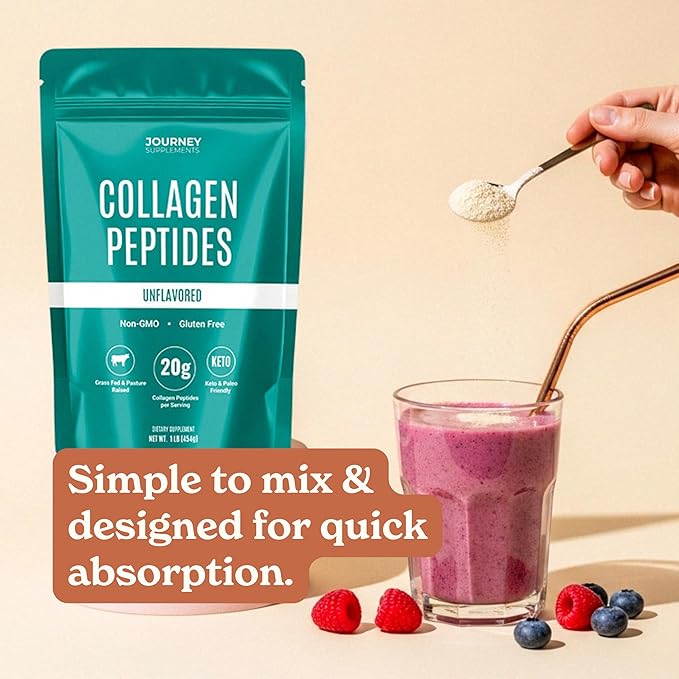 Collagen Peptides Powder, Unflavored, 1 lb – Supports Hair, Skin, Nail, Bone & Joint Health – Hydrolyzed, Grass-Fed, Gluten-Free, Keto-Friendly, Zero Sugar Protein Supplement.