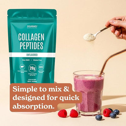 Collagen Peptides Powder, Unflavored, 1 lb – Supports Hair, Skin, Nail, Bone & Joint Health – Hydrolyzed, Grass-Fed, Gluten-Free, Keto-Friendly, Zero Sugar Protein Supplement.