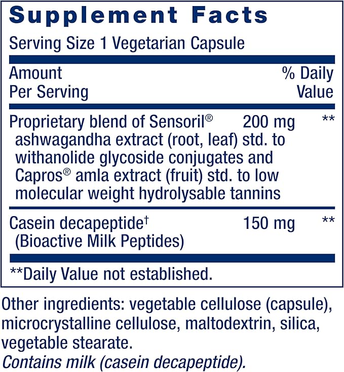 Life Extension Enhanced Sleep Without Melatonin, ashwagandha, amla, Casein Milk peptides, melatonin-Free Supplement for Sleep & Stress Support, Gluten-Free, Non-GMO, Vegetarian, 30 Capsules