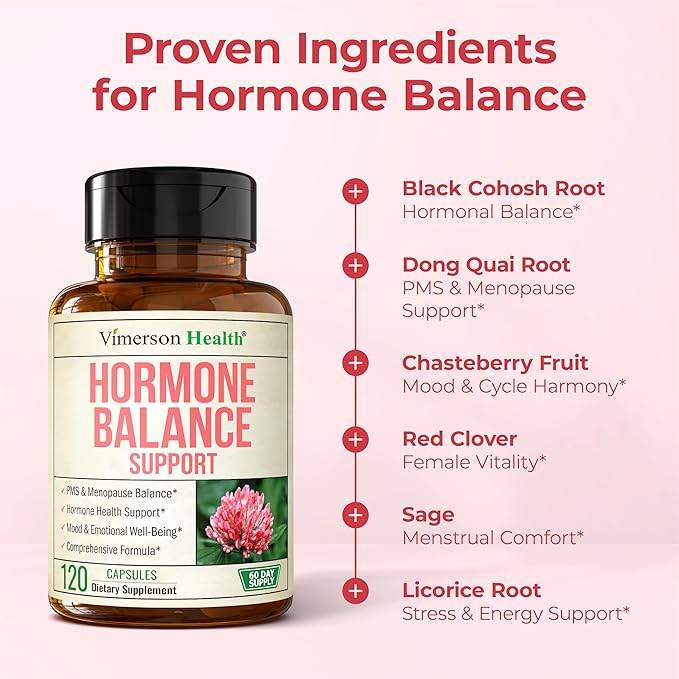 Hormone Harmony for Women with Black Cohosh, Dong Quai & Red Clover – Natural Hormone Balance For Women of All Ages – Supports PMS, Menopause & Mood – Women’s Hormone Balance Supplement – 120 Capsules