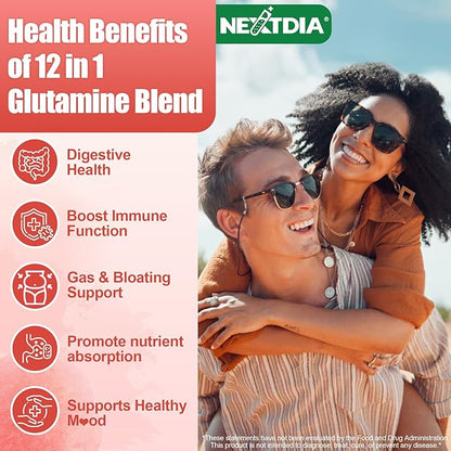 L-Glutamine 1200mg Gut & Immune Support Gummies,Leaky Gut Repair Supplement with Slippery Elm,Marshmallow Root,Ginger Root,Arabinogalactan,Organic Aloe,Vitamin C,Vitamin D3,Zinc,Sugar-Free | 120 Count