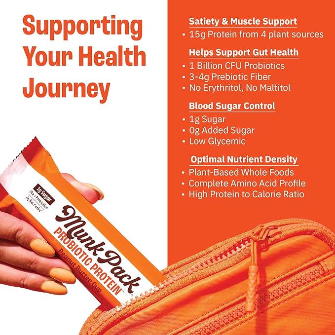 Munk Pack Peanut Butter Cup Probiotic Keto Protein Bars | 15g Plant Protein, 1g Sugar, 4g Net Carbs | Non-GMO, Plant-Based, Low Sugar, Gluten-Free Snacks | 12 Count