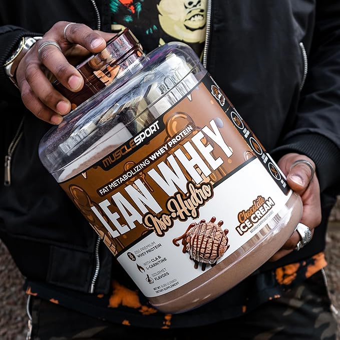 MuscleSport Lean Whey Revolution™ Protein Powder - Whey Protein Isolate - Low Calorie, Low Carb, Low Fat, Incredible Flavors - 25g protein per scoop - 2lb Chocolate Ice Cream