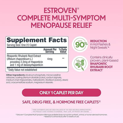 Estroven Complete Multi-Symptom Menopause Supplement for Women,28 Ct.,Clinically Proven Ingredient Provide Menopause Relief & Night Sweats & Hot Flash Relief* Drug-Free-& Non-GMO,(Pack of 2)