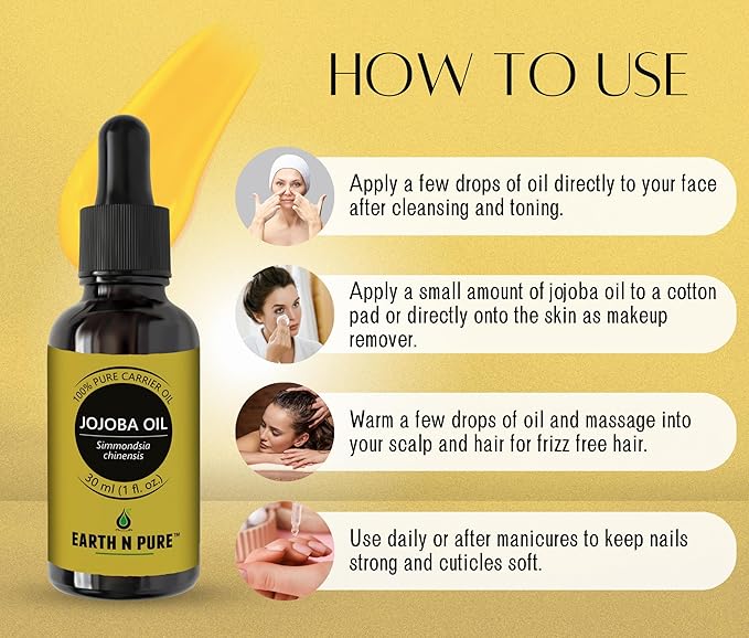Earth N Pure Jojoba Oil Cold Pressed Natural and Therapeutic Grade for Skin & Hair 50 ml