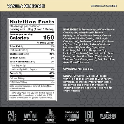 BSN SYNTHA-6 EDGE Protein Powder, Vanilla Flavored Powder with Hydrolyzed Whey, Micellar Casein, for Muscle Gain, Low Sugar, 24g Protein, Vanilla Milkshake, 28 Servings, 2.34 Pound (Pack of 1)