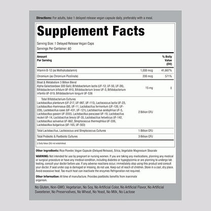 Piping Rock Bloat and Metabolism Probiotic | 90 Capsules | 14 Strain Probiotic Blend | Supports Regularity, Sugar Metabolism, and Cellular Energy for Men and Women | Non-GMO and Gluten Free