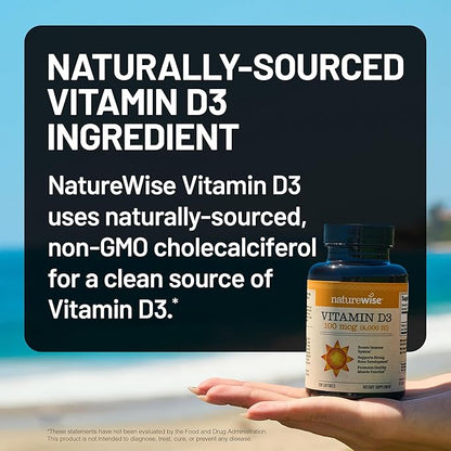 NatureWise Vitamin D3 4000iu (100 mcg) 1-Year Supply for Immune Support, Healthy Muscle Function, and Bone Health - Non-GMO, Gluten-Free in Organic Extra Virgin Olive Oil, (Mini Softgel), 360 Count