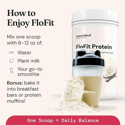Nourished Natural Health FloFit Pea Protein Powder - Hormone Balance for Women - Vegan Protein Powder Plant Based with Low-Carbs - Supports Acne, Regulates Cycle, Easy to Digest - Caffeine Free.