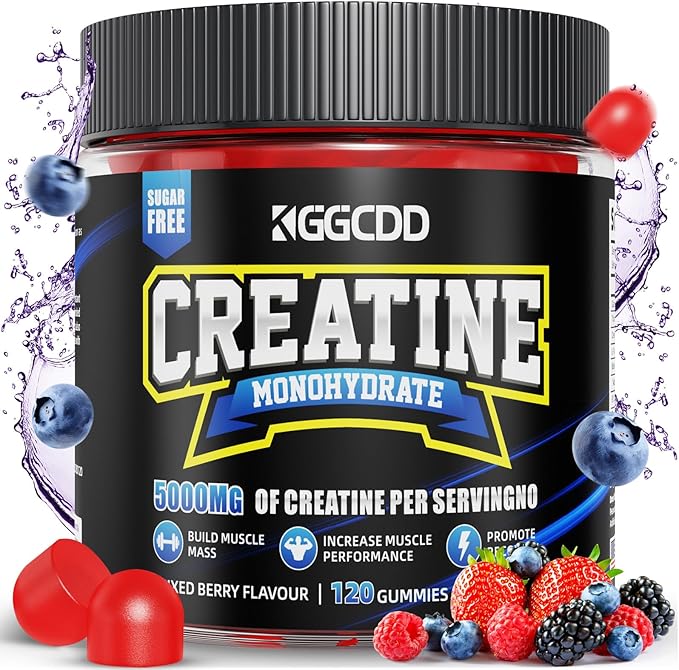 99.99% Creatine Monohydrate Gummies for Men & Women, 5,000mg Tasty Creatine Gummies for Muscle Strength, Endurance, Recovery & Sugar Free, Gluten-Free, Vegan, Non-GMO, 120 Count