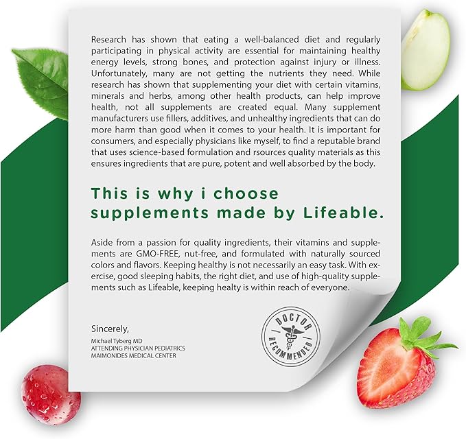 Lifeable Ashwagandha Gummies with Lemon Balm & Ginseng | Vegan Non GMO Ashwagandha Supplement | for Women and Men | 60 Gummies