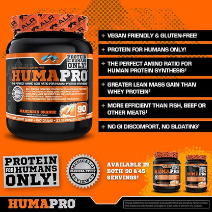HumaPro Essential Amino Acid Formula | EAA Protein Supplement | Supports Muscle Recovery & Performance | Vegan, Gluten Free | | 90 Servings (Mandarin Orange)