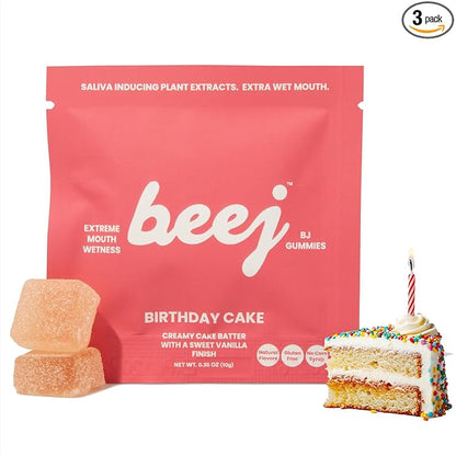 BEEJ Gummies for Couples - Natural Intimacy Gummy Candy - Romantic Gift for Birthday, Honeymoon, Anniversary, Valentines Day - No Artificial Flavors - Made in USA - 3 Pack, Birthday Cake