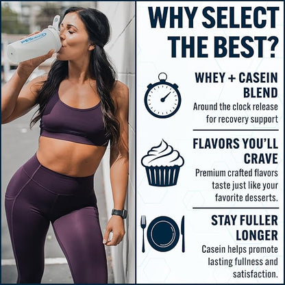 PEScience Select Protein Powder, Whey and Casein Blend, Lean Protein Powder for Women and Men, Low Calorie, Low Carb, Keto Friendly, Gluten Free, Frosted Chocolate Cupcake - 55 Servings