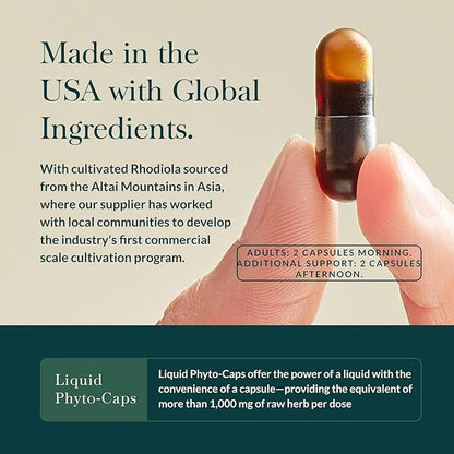 Gaia Herbs Stress Response Supplements - Supports Relaxation & Healthy Stress Response* - with Rhodiola, Holy Basil, Ashwagandha & More - 30 Vegan Liquid Phyto-Caps (15 Servings)