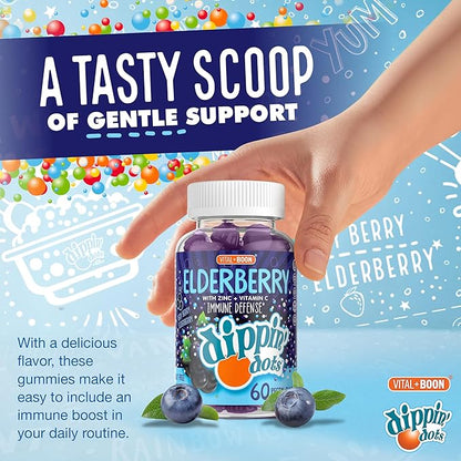 Vital+Boon - Elderberry Gummies with Vitamin C & Zinc (120 Gummies)| Immune Defense Supplement with Natural Flavors | Pectin Fruit Gluten Free Immune System Booster Gummies for Adults