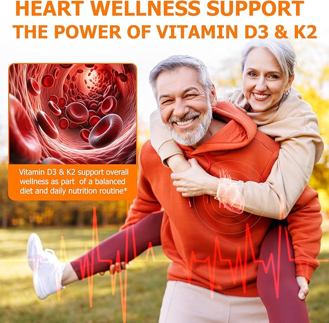 Vitamin D3 K2 with Coconut Oil - Vegan Vitamin D3 & Mk7 Vitamin K2for Bone & Immune Support - Non-GMO, Soy Free - 120 Softgels