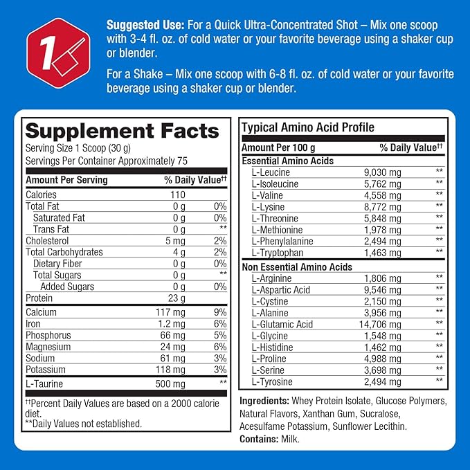 Prolab Whey Isolate 5LB, Ultra-Pure, Fast-Absorbing Whey Protein Isolate with 23g Protein & BCAAs,Supports Lean Muscle Growth, Recovery & Performance (Vanilla Ice Cream)
