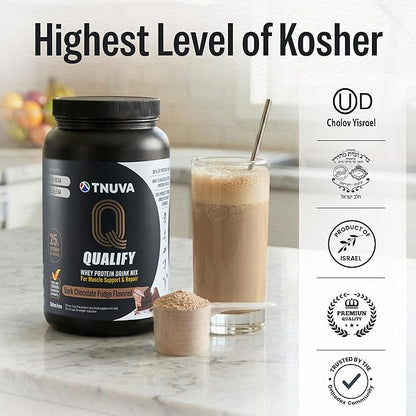 Dark Chocolate Whey Protein Powder. 25g Protein Shake for Post Workout Recovery, Smoothie & Baking. Gluten & Sugar Free, Highly Kosher, With Amino Acids (5.5g BCAA, 2.7g Leucine), 1.65lbs, 23 Servings