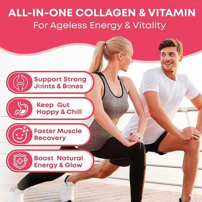 Collagen Peptide Gummies for Women & Men Sugar Free, Hydrolyzed Collagen with Biotin for Hair Skin Nails Digestion, Multi Collagen Protein Type I II III V X with Hyaluronic Acid & Vitamin C, 60 Count