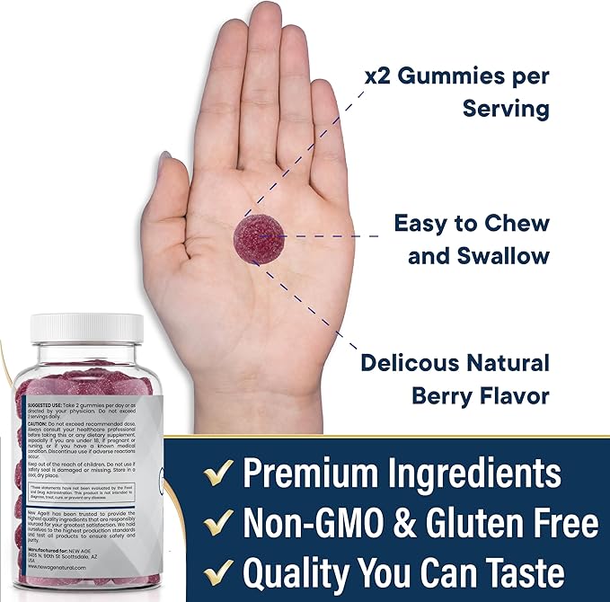 NEW AGE Zinc Gummies - 50mg Zinc Supplement, Immune Supplement, Antioxidant, Non-GMO (180 Count (Pack of 3))