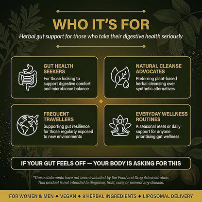 Liposomal Herbal Parasite & Gut Detox, 120 Capsules, 5X Better Absorption, with Black Walnut, Wormwood, Clove, Pumpkin Seed, Garlic, Oregano, PAU D'Arco, Papaya