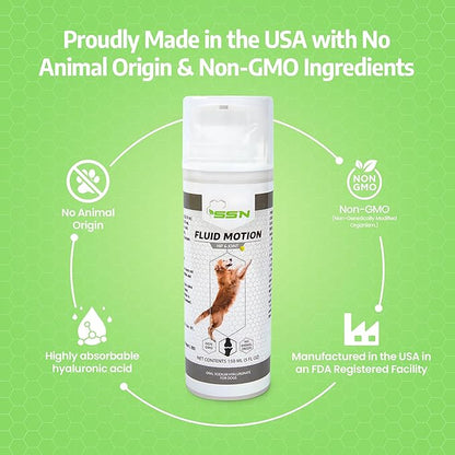 Fluid Motion - Hip & Joint Support for Dogs - Liquid Hyaluronic Acid - Joint Mobility, Skin, & Coat Supplement for Senior Dogs - Apple Flavor - Glucosamine Alternative (30-60+ Day Supply)