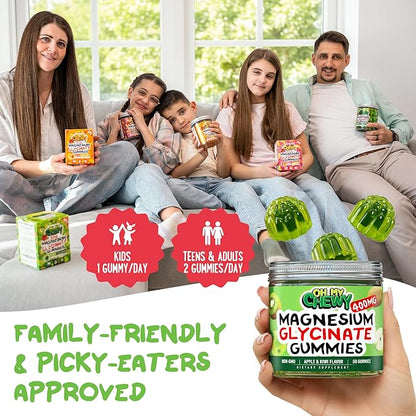 Center-Filled Magnesium Glycinate Gummies 400MG - High Absorption for Kids, Teens & Adults - Supplement for Sleep, Calm & Muscle Relaxation with B6 & D3 - Gluten Free & Vegan Friendly - 120 Count