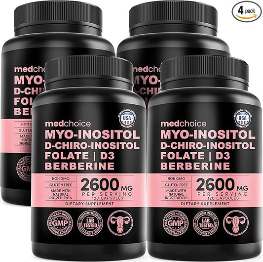 14-in-1 Women’s Inositol Complex Supplement – 40:1 Myo & D-Chiro Inositol with Folate, Vitamin D3, Zinc, Magnesium & Botanicals for Hormone & Feminine Wellness Support – (120 Capsules) (Pack of 4)