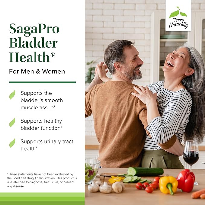 Terry Naturally SagaPro Bladder Health - 100 mg Angelica Archangelica, 60 Vegan Capsules - Bladder Strength & Function Support for Men & Women - Non-GMO, Gluten-Free - 60 Servings