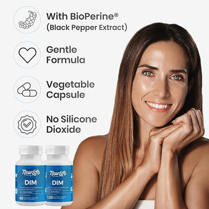 NewLife Naturals DIM Supplement 300mg, Women & Men - Hormonal Acne and Balance, Estrogen, Menopause Support - 120 Day Supply