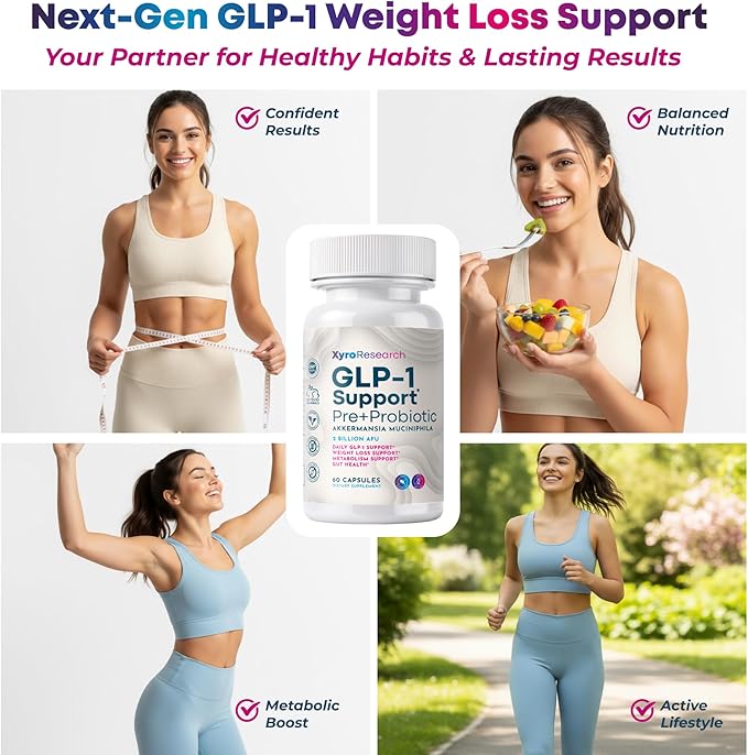 GLP-1 Support Weight Loss Probiotic Supplement - Women Men Natural Appetite Suppressant Metabolism Booster Healthy Gut Support - GLP1 Support for Hunger Control Curb Cravings & Fat Burn
