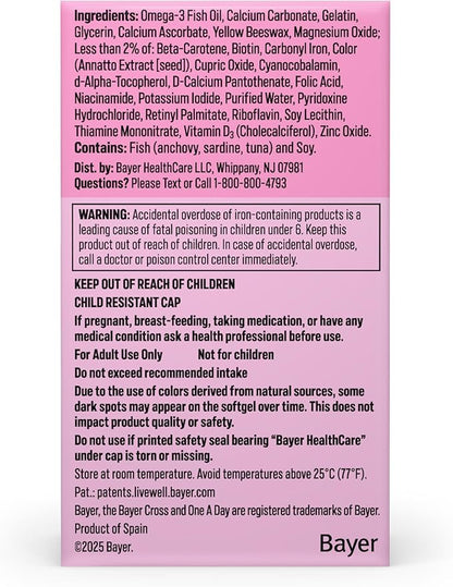 One A Day Prenatal Vitamins- Folic Acid, Iron, Omega- 3 (DHA), Pregnancy Vitamins for Women, Prenatal Multivitamin for Mom and Baby Support, Pregnancy Must Haves 30 Ct (Packaging May Vary)