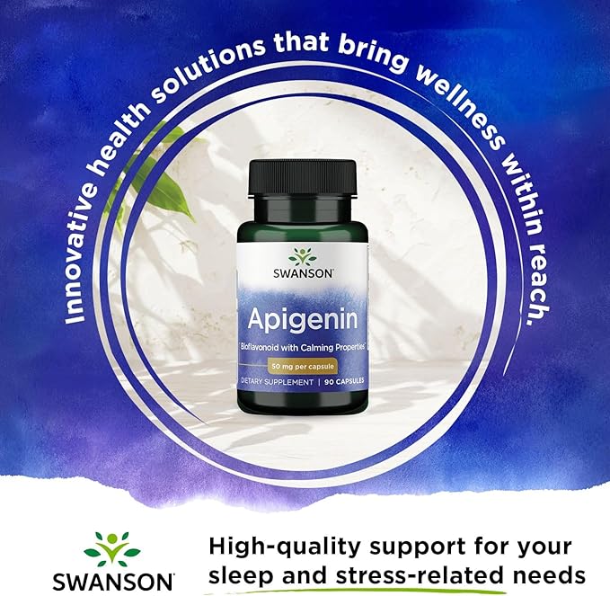 Swanson Apigenin Bioflavonoid Supplement for Adults Seeking Natural Sleep, Relaxation, and Stress Relief Support - 50 mg (90 Vegan Capsules, 3 Pack)