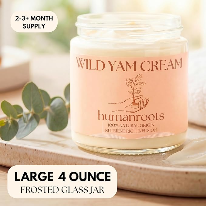 Wild Yam Cream - Menopause and PMS Support for Women, 4 oz (Unscented/Herb-Infused), Organic Wild Yam Cream for Balance - Made with Chaste Tree Berry and Red Clover