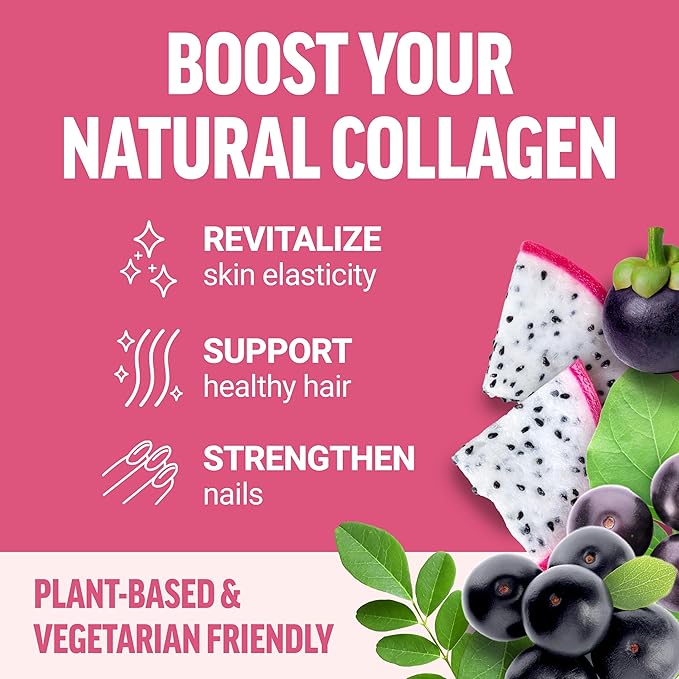 Force Factor Collagen Boosting Superfoods, Vegan Collagen Booster with Hyaluronic Acid, Biotin, Bamboo, Amino Acids & Vitamins for Hair, Skin, and Nails, Strengthener and Skin Supplement, 60 Capsules