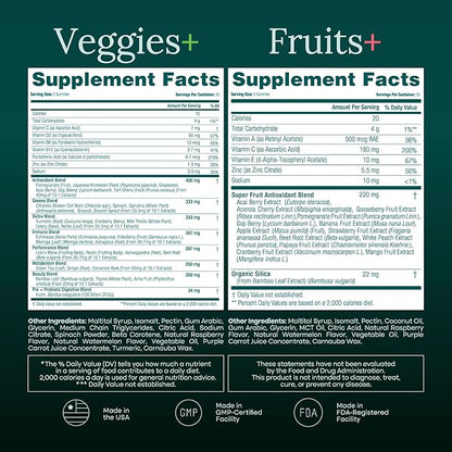Everyday Debloat & Detox Sugar-Free Fruits and Veggies Gummies - Energy Support with Superfood Fruit and VegetableSupplement (120 Chews) Cruelty-Free, Vegan, Gluten-Free, Fruit and Vegetable Vitamin