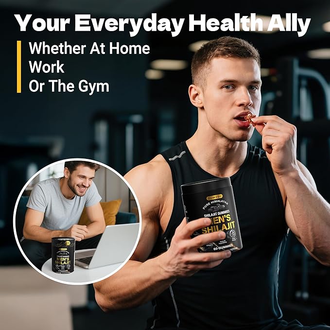 Himalayan Shilajit Gummies for Men & Women –100% Natural Organic Gold Gummies 3000mg with Ashwagandha,Black Musli,Helps Boost Energy,Gokshura,Stamina Vitality Support -Vegan, Non-GMO - 60 Gummies