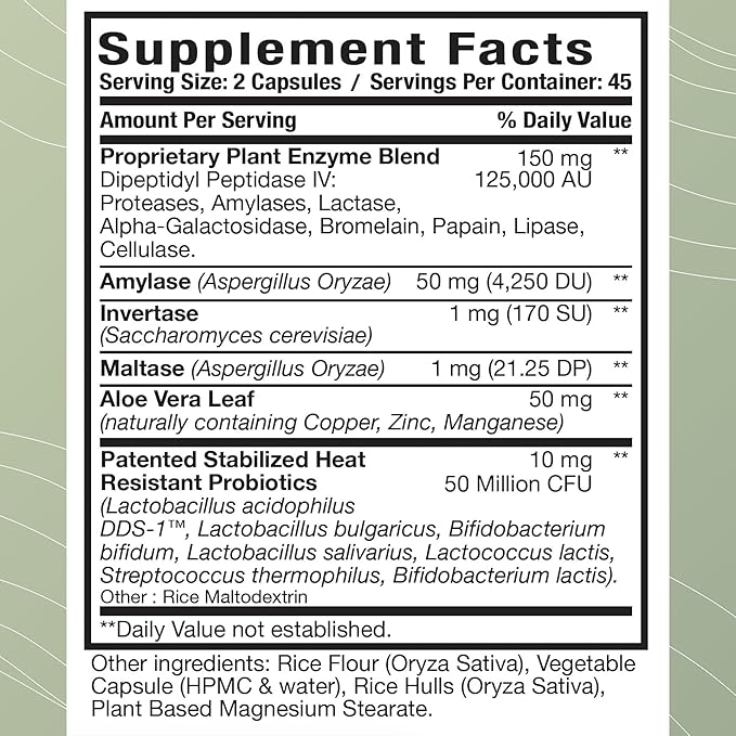 Optimal Health Systems Digest-A-Meal | Gut Health Enzyme & Probiotic | Bloating, Acid Reflux, & Indigestion Relief + Aloe Vera Leaf | Digestion Supplement | 90 Capsules